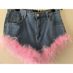 Denium Love Shorts Sexy Pink Feathers size M